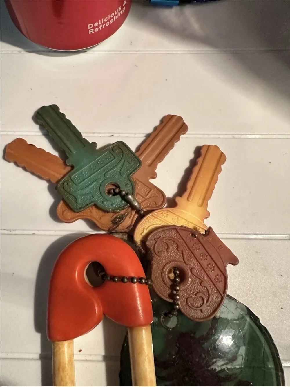 Vintage hard plastic teething keys pen Keychain